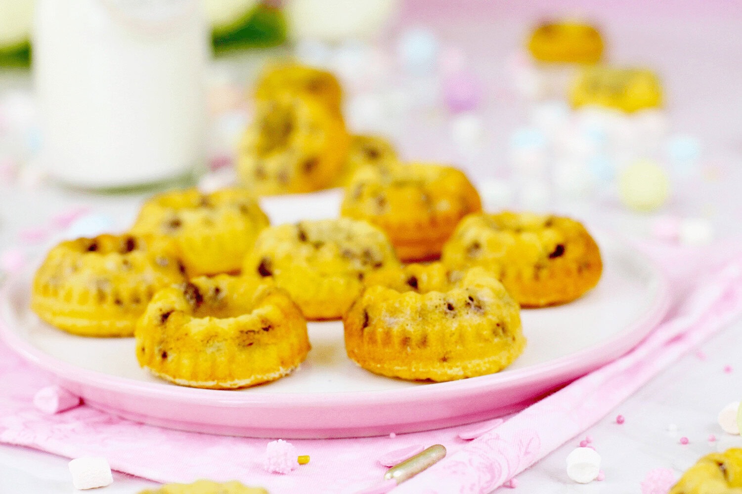 Mini bizcochos con chips de chocolate