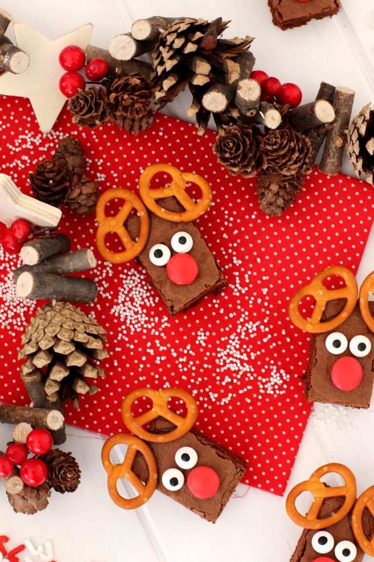 Foto del Brownie de chocolate en forma de reno de navidad