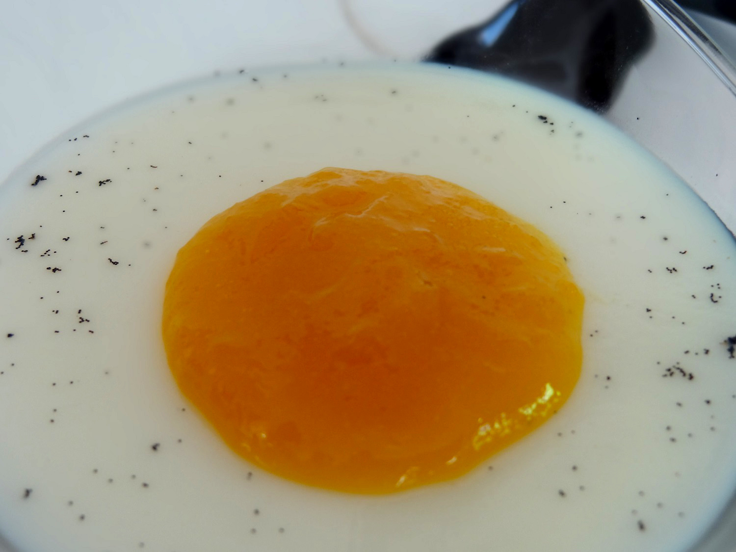 Foto de la receta de panna cotta de vainilla con mangos